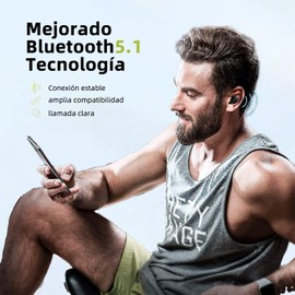 SSinaaes Wireless Headphones, In-Ear Headphones, Bluetooth 5.1, Deep Bass, High Definition Microphone, IPX7 Waterproof, Wireless Sports Helmets with USB-C Charging Case