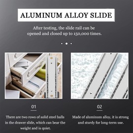 Pack of 2 Extendable Shelf Fittings, Smooth Aluminium Alloy Sliding Rails, Cabinet Drawer Guides, Soft Close Drawer Guides with a Capacity of 282.19 ~ 352.73 oz (70 mm)