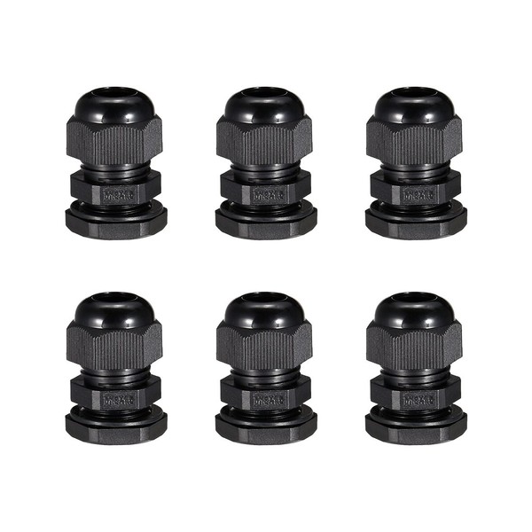 sourcing map 6Pcs M18 Cable Gland Waterproof Connector Plastic Wire