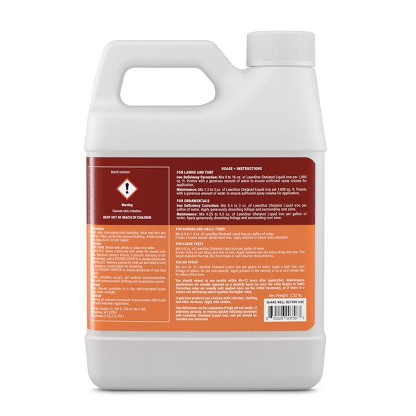 LawnStar Chelated Liquid Iron (32 OZ) for Plants - Multi-Purpose, Suitable for Lawn, Flowers, Shrubs, Trees - Treats Iron Deficiency, Root Damage & Color Distortion – EDTA-Free, American Made