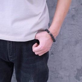 COAI Men's Lava Stone and Gemstone Bracelet, volcanic stone, Volcanic stone Labradorite