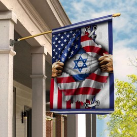 PERFECTMEN Flags-Proud Israeli American Flag Ripped Flag Israel Strong House Flag (29.5" x 39.5")-USA Flags Premium Polyester-Decorative Indoor Outdoor Flag