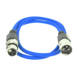 Paccs 2 x 1 m Microphone Cable Blue XLR Male to XLR Female - Balanced Audio Cable DMX OFC Copper