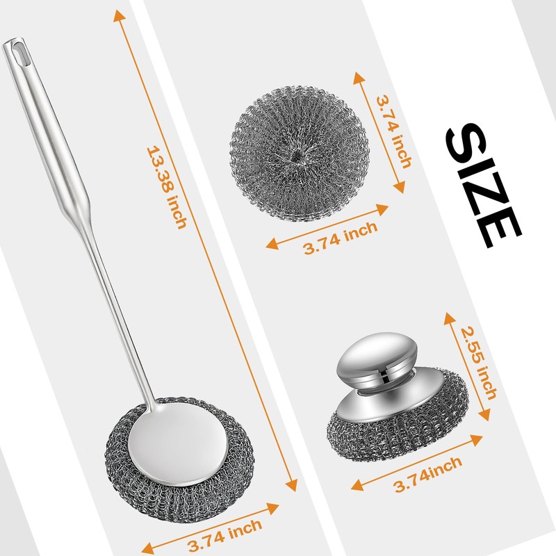 Heavy Duty Stainless Steel Scrubber Set - Long & Short