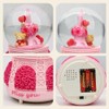 Snow Globe, 100mm Pink Resin Bear Sit Back The Flower