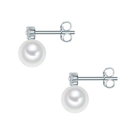 Valero Pearls Damen Ohrstecker aus 925/- Sterling Silber mit Zirkonia Süßwasser-Zuchtperle ca. 6,0-6,5 mm