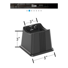 ZTON Bed Furniture Risers Elevation in Height 4" Heavy Duty Risers for Both Posts and Wheels of Furniture Sofa Bed Couch Chair Table,Support up to 2000 lbs.(4PC,Black)