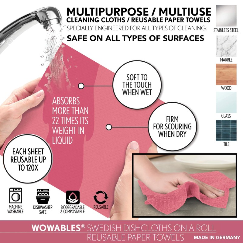 LOLA Swedish Dishcloths for Kitchen - 30 Pack, Ultra Absorbent