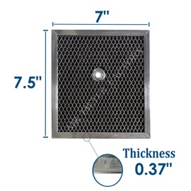 Air Filter Factory 7 X 7-1/2 X 3/8 Inches Bathroom Vent Charcoal Carbon Filters With Offset Hole 2-Pack