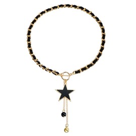 Jascatin Black Love Butterfly Choker Necklace Gold Wrapped with Velvet Collar Bead Pendant Jewelry for Women and Girls (Star)