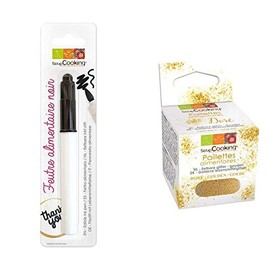 Food Colouring Pen Black + Edible Golden Glitter