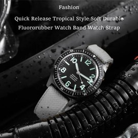 Nizonlaie FKM Rubber Watch Strap Tropical Style Quick Release Fluororubber Band 18mm 20mm 22mm Watch band Soft Breathable Durable Sporty FKM Rubber Universal Replacement Band Strap for Men Women