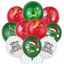 30PCS Christmas Party Balloons Decoration, 12inch Latex Balloons White Red and Green for Xmas Theme Balloons Party Supplies(Christmas Party Balloons, 30)
