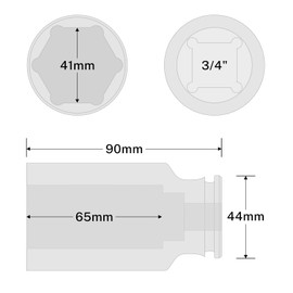 BILITOOLS 3/4" Drive Deep Impact Socket,41mm Socket Metric, 6-Point Axle Nut Socket, CR-MO, for Trucks, Semi-Trucks, Other Large Vehicles. Fit 3/4-inch Drive Impact Wrenches for High-Torque Work