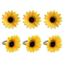 wonlex - Juego de 6 servilletas de otoño, hecho a mano para boda, cena, banquete, servilleta rústica para Navidad, día de Acción de Gracias, cumpleaños (girasol)