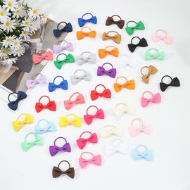 40PCS Baby Girls Hair Bows Ties Elastic Hair Rubber Grosgrain Ribbon Hair Band Ponytail Holders Accessories for Kids Toddlers Infants Child Gifts