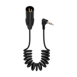 GELRHONR Right Angle 3.5mm to 3 pin XLR Male Coiled Cable 1.6FT, XLR to 1/8 Inch TRS Audio Microphone Cable(Male Black)