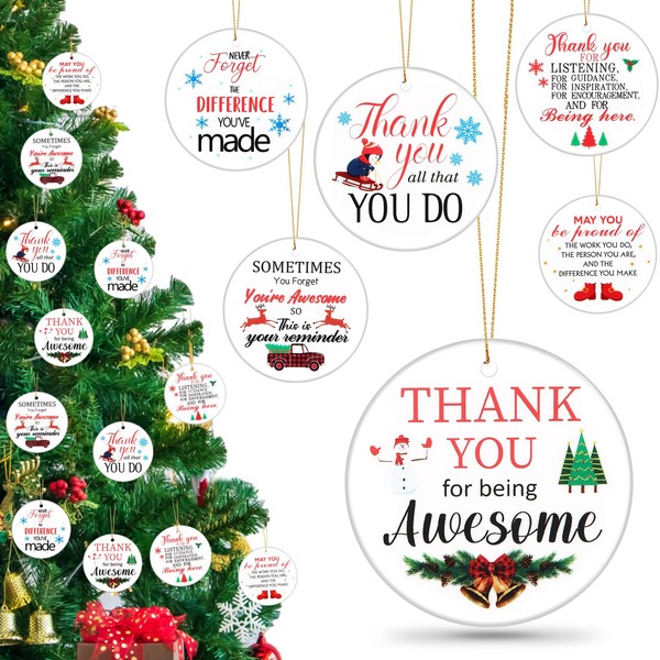 Barydat 24 Pcs Christmas Ceramic Ornaments Thank You Gifts Inspirational