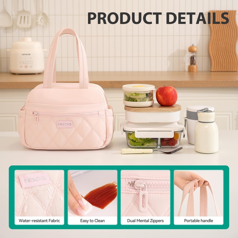 Veki Lunch Box for Women Men, Cute Reusable Insulated Lunch
