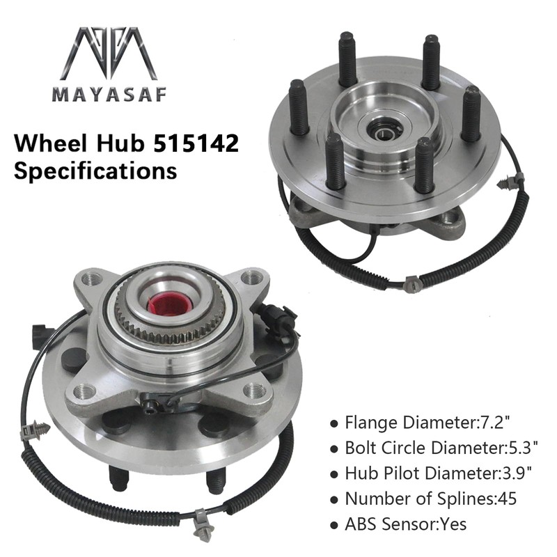 MAYASAF 515142 Front Wheel Hub and Bearing Assembly 6 Lugs