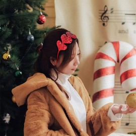 HIFANMM Valentines Day Heart Headband Red Sequins Hair Band,3 Glitter Love Hearts Hair Accessories for Women Girls Kids, Birthday New Year Wedding Party Costumes Headdress Decoration Hair Hoop 1 Pcs