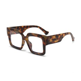 ZIMUSUN Oversized Square Glasses for Women Men Chunky Frame Blue Light Lens Non Prescription Eyeglasses(A2 Leopard)