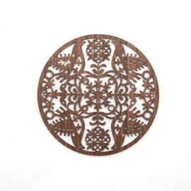 Etno Design Wooden Coaster Linen and Birds & Nature Wood & Felt Scandinavian Miscellaneous Goods Lithuanian Miscellaneous Goods Geometric Pattern Interior Decoration Lithuania Baltic Countries Nordic Etno Design Linen Lylioj