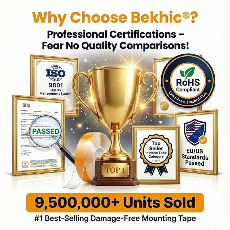 Bekhic Double Sided Tape Heavy Duty, Clear Mounting Tape Nano