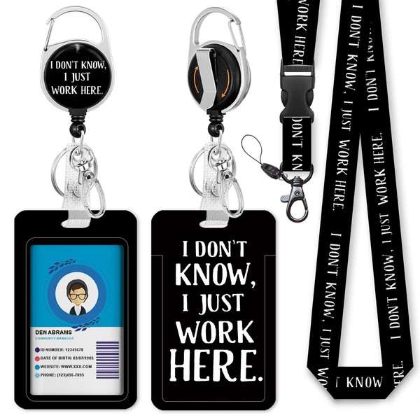 Retractable Badge Holders with Detachable Lanyard, Funny Id Card Holder Keychain Vertical ID Protector Clips, Fashionable Name Tags Clips with Heavy Duty Badge Reel