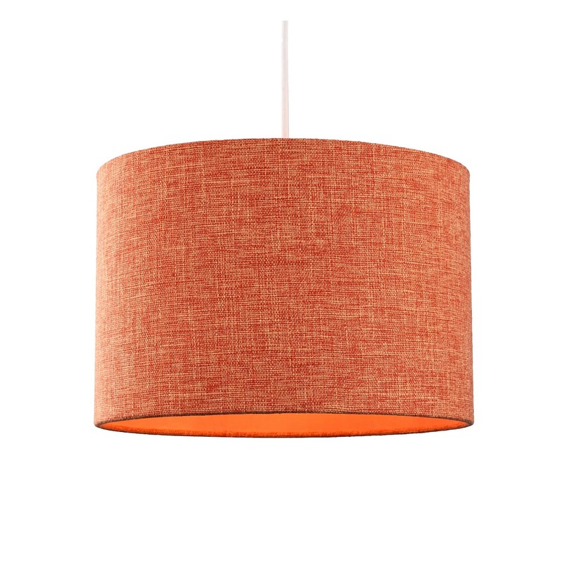 Contemporary and Sleek 12 Inch Rustic Orange Linen Fabric Drum