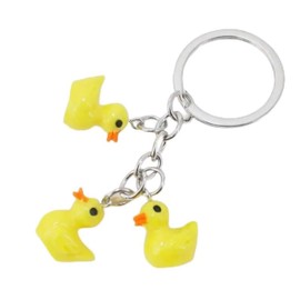 Yellow Duck Keychain Family Cute Cartoon Animal Colorful Bag Key Chain Keyring Ornament Bag Purse Charm Accessories