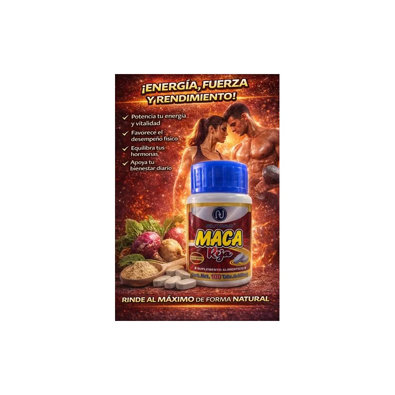 Maca Roja 2 Botes Con 100 C/u Tabletas Suplemento Natural