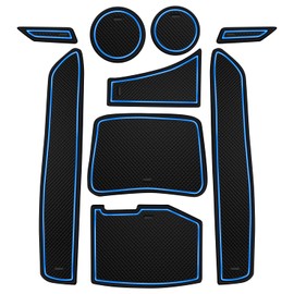 Asgohme Fit for Chevy Camaro 2016-2024 Accessories, Upgraded Custom Non-Slip Cup Holder Inserts, Center Console Liners, Door Pocket Pads, Interior Anti-Dust Liner Mats (9-PCS, Blue Trim)