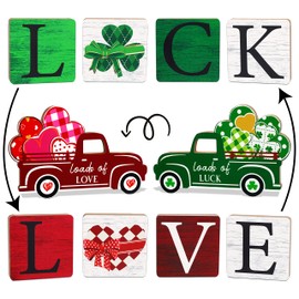 5PCS Valentines Day Decor/St.Patricks Day Decorations Reversible Table Centerpieces Tiered Tray Ornament for Home Party Decor