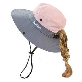 Toddler Child Kids Girls Summer Sun Hat UV Protection Wide Brim Beach Hat Floppy Bucket Hats for Fishing Gardening Pink