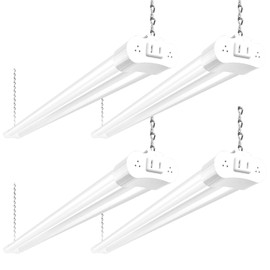 hykolity 4 Pack 4FT LED Shop Light Linkable, 4400lm, 42w(250w Equivalent), 5000K Utility Shop Lights, Hanging or Flush Mount, with Power Cord and On/Off Switch