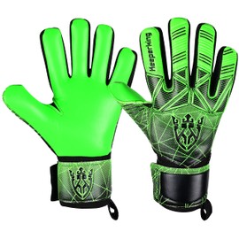 Keeperking Unisex Goalkeeper Football Gloves for Adults, Children, Teenagers with and without Finger Protection, Removable Fingersave, 4 mm (7, Green)