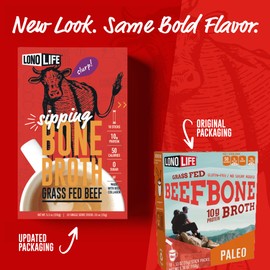 LonoLife Beef Bone Broth Powder Mix | Grass-Fed, 10g Protein | Collagen-Rich, Keto & Paleo Friendly | Natural Ingredients | 4 Portable Stick Pack Servings