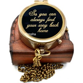 Rimsha Pocket Compass for Hiking, Survival Antique “So You Can Always Find Your Way Back Home” Engraved Camping Pocket Compass Nautical Compass Vintage Navigation Outdoor Compass, 2x2x1 Inch
