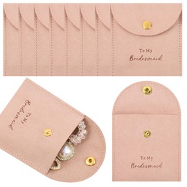 CEELGON Jewelry Bags Bridesmaid Gifts Set of 8 Velvet Small Jewelry Pouch with Button Bracelet Earring Necklace Packaging Bridesmaid Proposal Gift Bags Bridal Party Favors Gifts (Dark Coral Pink)