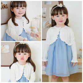 PythJooh Baby Girls Long Sleeve Bolero Cardigan Shrug Kids Wedding Frilly Knit Shrug Cover Up 1-9Years Apricot