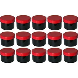 15 Ointment Containers, Cream Jars, Flat Black, 35 ml Content with Red Lids, Made in Germany