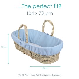 Clair de Lune Fleece Liner Replacement Palm and Wicker Moses Dressing 104 x 72 cm (Blue)