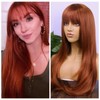mszyhuwan Brown Fringe Bangs Unit Heat Resistant Synthetic Wig For