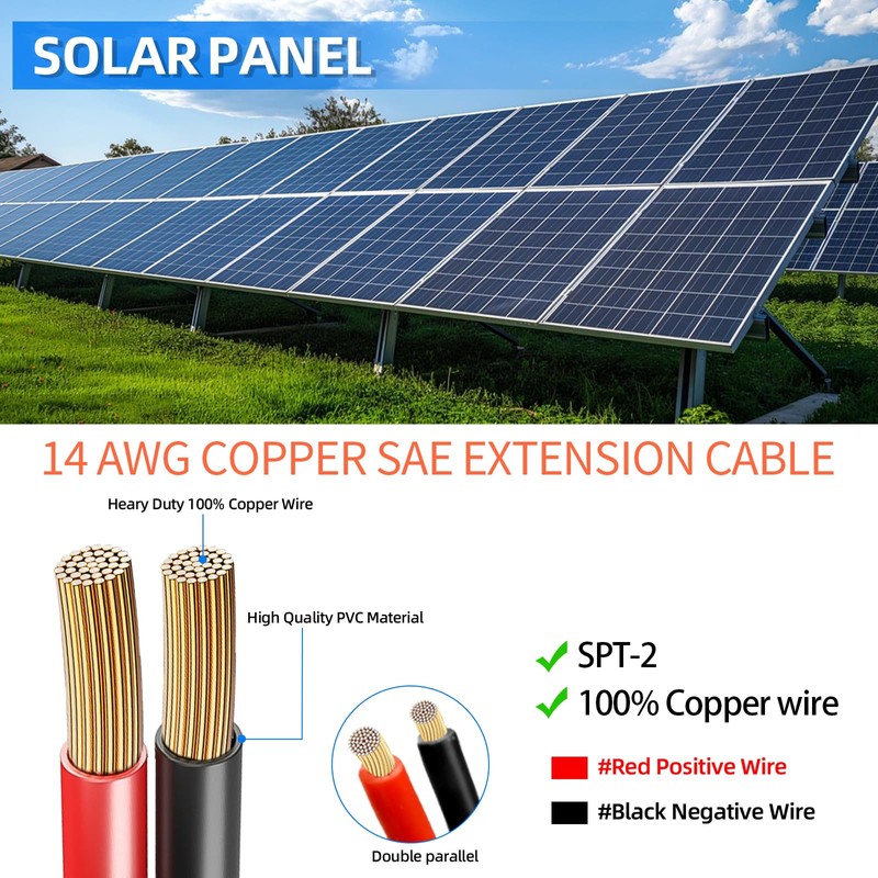 Ygdyxautoc 14 AWG 30 FT SAE Connector to SAE Battery