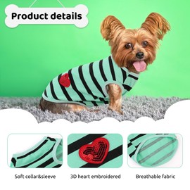 Preferhouse Dog Shirts for Medium Dogs, Striped T-Shirts Pets Vest Pet Apparel Tee Shirts Dog Tank Top Spring Summer Suitable for Chihuahua French Bulldog Bichon Shih Tzu