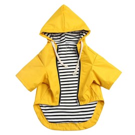 Dog Raincoat with Zip, Reflective Buttons, Pockets, Rain-resistant and Water-resistant, Adjustable Drawstring, Yellow