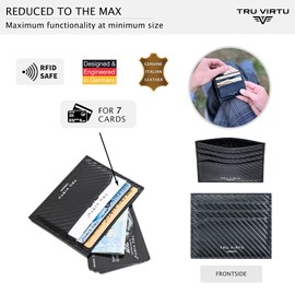 Tru Virtu® Ultra Slim Wallet Carbon Card Holder I Credit Card Holder I Card Holder RFID NFC Protection I Card Holder Made of Genuine Italian Leather