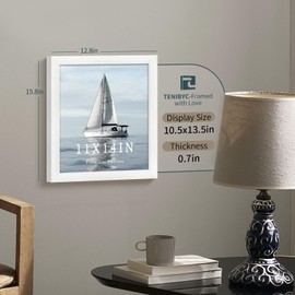 TENIBYC 11x14 Picture Frame Set - 3 Pack, Textured White Solid Wood, HD Tempered Glass, Wall Gallery Photo Frame