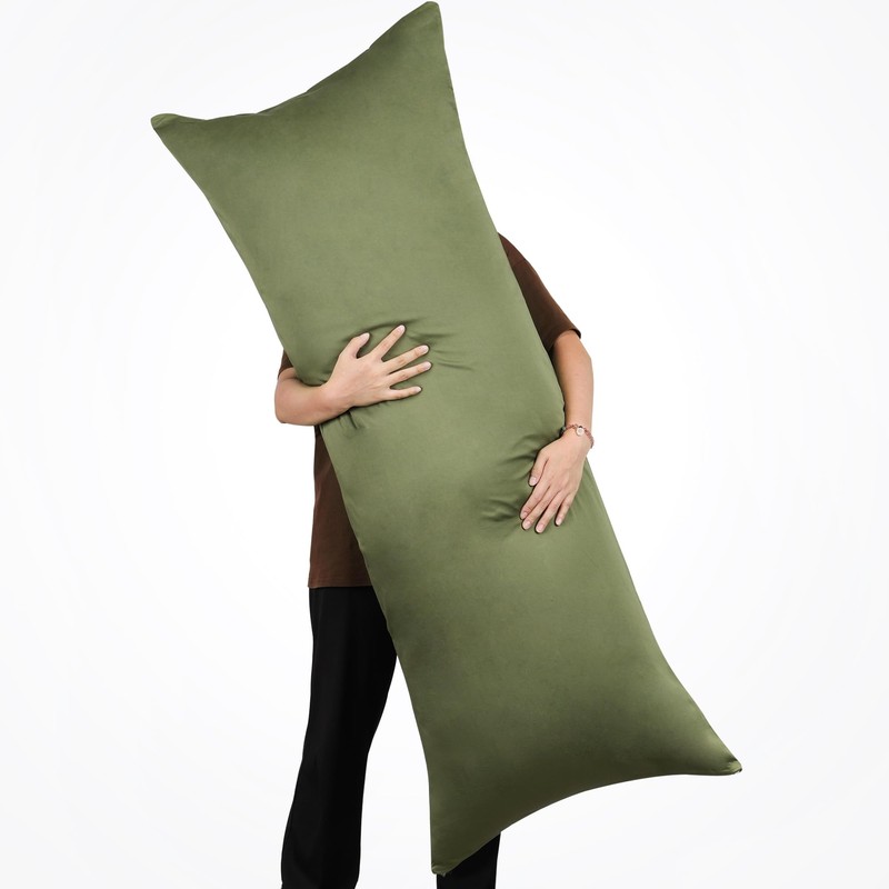 100% Cotton Body Pillow Case Cover with Zipper, Wrinkle-Free, Super